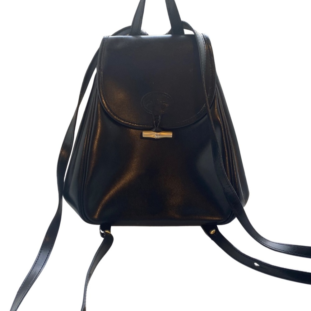 Vintage Longchamp Leather Backpack - Black